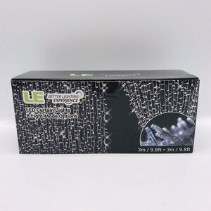 LE LED Curtain Lights 9.8 x 9.8 ft 8 Light Mode Options Daylight White String